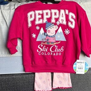 Peppa Pig Pink Ski Club Sweatshirt and Flare Pants